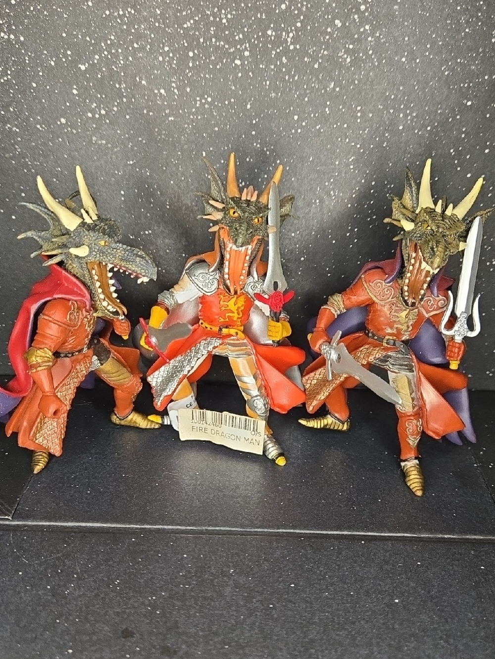 PAPO Lot Of 3 Fire Dragon Man  Figure #38972